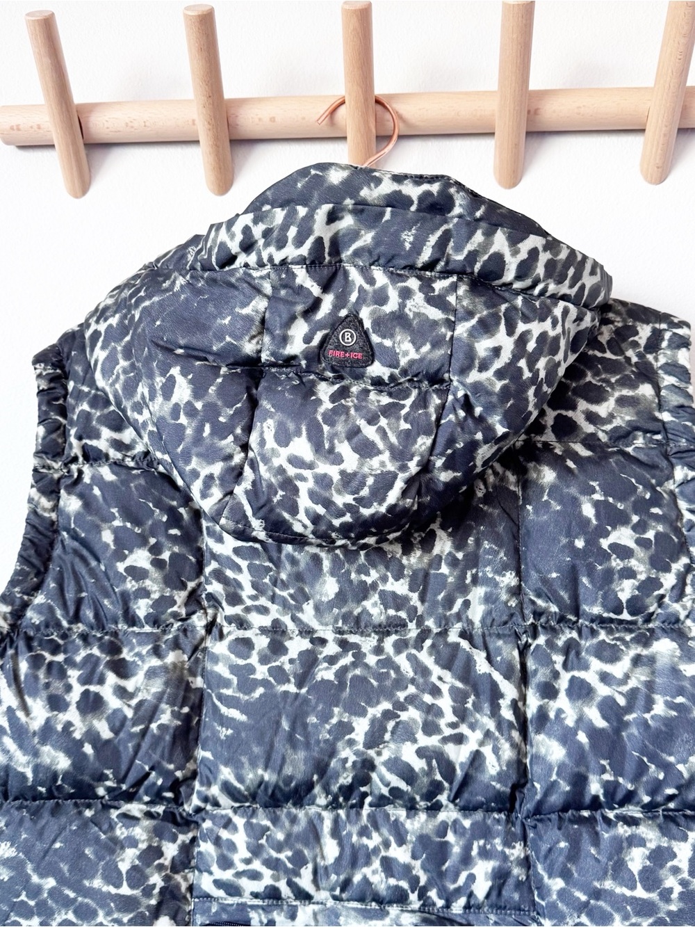 Bogner Black and Green and Black Leopard Print Down Puffer Vest - Picture 8 of 16